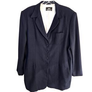 S. C. Basics Womens Blazer 14P 14 P Petite Size PL Black Button Down Coat Jacket